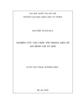 Nghiên cứu vật chất tối trong một số mô hình vật lý mới 