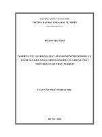 Nghiên cứu tạo hoạt chất mangostin phytosome và đánh giá khả năng chống oxi hóa của hoạt chất trên động vật thực nghiệm 