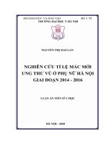 Nghiên cứu tỷ lệ mắc mới ung thư vú ở phụ nữ hà nội giai đoạn 2014 2016 