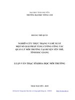 Nghiên cứu thực trạng và đề xuất một số giải pháp tăng cường công tác quản lý môi trường tại huyện yên thế, tỉnh bắc giang 