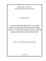 Vận dụng phương pháp bàn tay nặn bột trong dạy học hóa học  nhằm phát triển năng lực giải quyết vấn đề và sáng tạo cho học sinh ở trường trung học cơ sở  