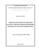 Chiến lược đối với khu vực đông nam á của ấn độ thông qua chính sách “hành động phía đông” của thủ tướng ấn độ narendra modi 