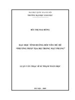 Dạy học tình huống đối với chủ đề phương pháp tọa độ trong mặt phẳng 