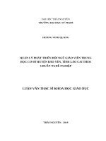 Quản lý phát triển đội ngũ giáo viên trung học cơ sở huyện bảo yên, tỉnh lào cai theo chuẩn nghề nghiệp 