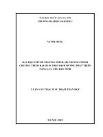 Dạy học chủ đề phương trình, hệ phương trình chương trình đại số 10 theo định hướng phát triển năng lực cho học sinh 
