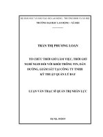 Tổ chức thời giờ làm việc, thời giờ nghỉ ngơi khối dịch vụ thông tin dẫn đường, giám sát tại công ty trách nhiệm hữu hạn kỹ thuật quản lý bay 