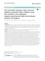 The association between minor recurrent aphthous stomatitis (RAS), children’s poor oral condition, and underlying negative psychosocial habits and attitudes towards oral hygiene