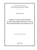 Nghiên cứu một số chỉ số sinh học của học sinh trường trung học cơ sở và trung học phổ thông nguyễn siêu, hà nội 