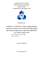 Nghiên cứu lý thuyết và thực nghiệm mô hình sấy nông sản bằng năng lượng mặt trời kết hợp điện trở gia nhiệt với các kiểu phân phối dòng tác nhân sấy khác nhau