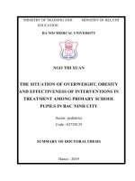 Thực trạng thừa cân, béo phì và hiệu quả của một số giải pháp can thiệp ở học sinh tiểu học tại thành phố Bắc Ninh (TT ANH)