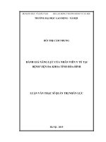 luận văn thạc sĩ đánh giá năng lực của nhân viên y tế tại bệnh viện đa khoa tỉnh hòa bình 