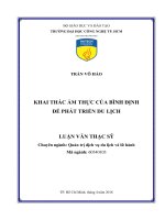 Khai thác ẩm thực của bình định để phát triển du lịch 