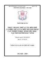 Thực trạng thừa cân, béo phì và hiệu quả của một số giải pháp can thiệp ở học sinh tiểu học tại thành phố bắc ninh tt 