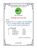 Tiểu luận Kỹ thuật xử lý nước thải: Nghiên cứu và thiết kế mô hình xử lý sơ bộ trong hệ thống xử lý nước thải sinh hoạt