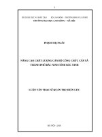 NÂNG CAO CHẤT LƯỢNG cán bộ CÔNG CHỨC cấp xã THÀNH PHỐ bắc NINH TỈNH bắc NINH 