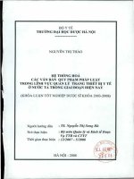 Hệ thống hóa các văn bản quy phạm pháp luật trong lĩnh vực quản lý trang thiết bị y tế ở nước ta trong giai đoạn hiện nay 