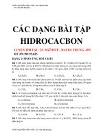 CÁC DẠNG bài tập HIDROCACBON