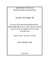 Kế toán quản trị chi phí môi trường - Kinh nghiệm quốc tế và thực trạng áp dụng cho các doanh nghiệp sản xuất gạch tại Việt Nam