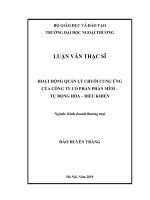 HOẠT ĐỘNG QUẢN LÝ CHUỖI CUNG ỨNG CỦA CÔNG TY CỔ PHẦN PHẦN MỀM – TỰ ĐỘNG HÓA – ĐIỀU KHIỂN