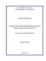 GIẢI PHÁP PHÁT TRIỂN MÔ HÌNH KINH TẾ CHIA SẺ TRONG NGÀNH DU LỊCH VIỆT NAM