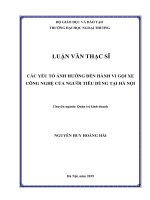 CÁC YẾU TỐ ẢNH HƯỞNG ĐẾN HÀNH VI GỌI XE CÔNG NGHỆ CỦA NGƯỜI TIÊU DÙNG TẠI HÀ NỘI