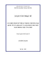 Các biện pháp kỹ thuật trong thương mại quốc tế của Hoa Kỳ và giải pháp cho Việt Nam trong việc ứng phó