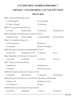 TRỌN BỘ CÂU HỎI TRẮC NGHIỆM SINH HỌC 7 CẢ NĂM  CÓ ĐÁP ÁN