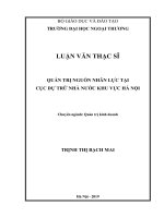 QUẢN TRỊ NGUỒN NHÂN LỰC TẠI CỤC DỰ TRỮ NHÀ NƯỚC KHU VỰC HÀ NỘI