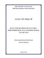 Quản lý rủi ro trong quản lý thuế - kinh nghiệm quốc tế và giải pháp áp dụng tại Việt Nam