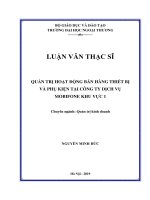 QUẢN TRỊ HOẠT ĐỘNG BÁN HÀNG THIẾT BỊ VÀ PHỤ KIỆN TẠI CÔNG TY DỊCH VỤ MOBIFONE KHU VỰC 1