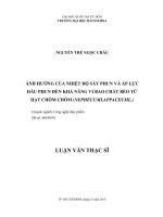 Ảnh hưởng của nhiệt độ sấy phun và áp lực đầu phun đến khả năng vi bao chất béo từ hạt chôm chôm Nephelium lappaceum L.)