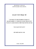 Cảm nhận về trách nhiệm xã hội của DN và ý định mua Dược phẩm nước ngoài của khách hàng trên thị trường Hà Nội