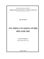 TÁC ĐỘNG CỦA MẠNG XÃ HỘI ĐẾN GIỚI TRẺ