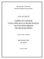NGHIÊN CỨU GIẢI PHÁP TĂNG CƯỜNG QUẢN LÝ RỦI RO TÍN DỤNG TẠI NGÂN HÀNG SHINHAN CHI NHÁNH HẢI PHÒNG