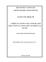 Nghiên cứu hành vi mua tour du lịch trực tuyến của nhân viên văn phòng tại Hà Nội