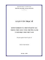 KINH NGHIỆM CỦA MỘT SỐ QUỐC GIA TRONG THÚC ĐẨY TĂNG TRƢỞNG XANH VÀ BÀI HỌC CHO VIỆT NAM
