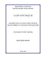 GIẢI PHÁP NÂNG CAO CHẤT LƯỢNG TÍN DỤNG DOANH NGHIỆP CỦA NGÂN HÀNG TMCP QUÂN ĐỘI