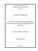 Các yếu tố tác động đến ý định mua sắm trực tuyến của khách hàng tại Việt Nam