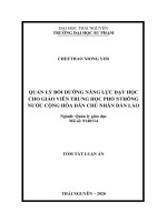 Quản lý bồi dưỡng năng lực dạy học cho giáo viên trung học phổ thông nước cộng hòa dân chủ nhân dân lào (tt) 