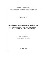 Nghiên cứu, khai thác giá trị văn hóa của người dao ở tỉnh phú thọ phục vụ phát triển du lịch cộng đồng 