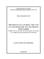 Biến đổi cơ cấu lao động, việc làm của người dân khu vực thu hồi đất nông nghiệp ( nghiên cứu tại xã ngọc mỹ, huyện quốc oai, hà nội  và xã thiện kế, huyện bình xuyên, vĩnh phúc) 