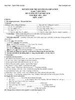 Đề cương ôn thi học kỳ 2 môn tiếng anh lớp 7 