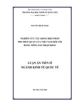 Nghiên cứu tác động biện pháp phi thuế quan của Việt Nam đối với hàng nông sản nhập khẩu