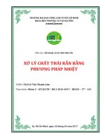 Tiểu luận môn kỹ thuật xử lý chất thải rắn xử lý chất thải rắn bằng phương pháp nhiệt