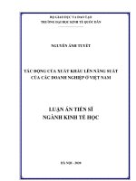 Tác động của xuất khẩu lên năng suất của các doanh nghiệp ở Việt Nam