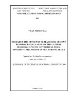 Nghiên cứu ảnh hưởng của lớp xi măng đất gia cố mặt nền đến sức chịu tải ngang của cọc đứng, ứng dụng cho đập trụ đỡ vùng đồng bằng sông cửu long (tt) 