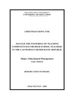 Quản lý bồi dưỡng năng lực dạy học cho giáo viên trung học phổ thông nước cộng hòa dân chủ nhân dân lào tt tiếng anh 