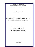 Tác động của xuất khẩu lên năng suất của các doanh nghiệp ở việt nam