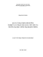 Quản lý hoạt động bồi dưỡng nghiệp vụ sư phạm cho giảng viên trẻ của trường đại học chính trị, bộ quốc phòng 