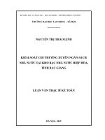 GIẢI PHÁP HOÀN THIỆN KIỂM SOÁT CHI THƯỜNG XUYÊN NSNN TẠI KBNN HIỆP HÒA, TỈNH BẮC GIANG